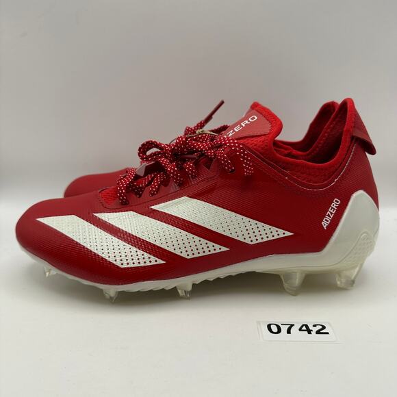 ADIDAS MEN\'S 7.5 ADIZERO ELECTRIC .1 FOOTBALL CLEATS RED/WHITE IF1917 main image 4